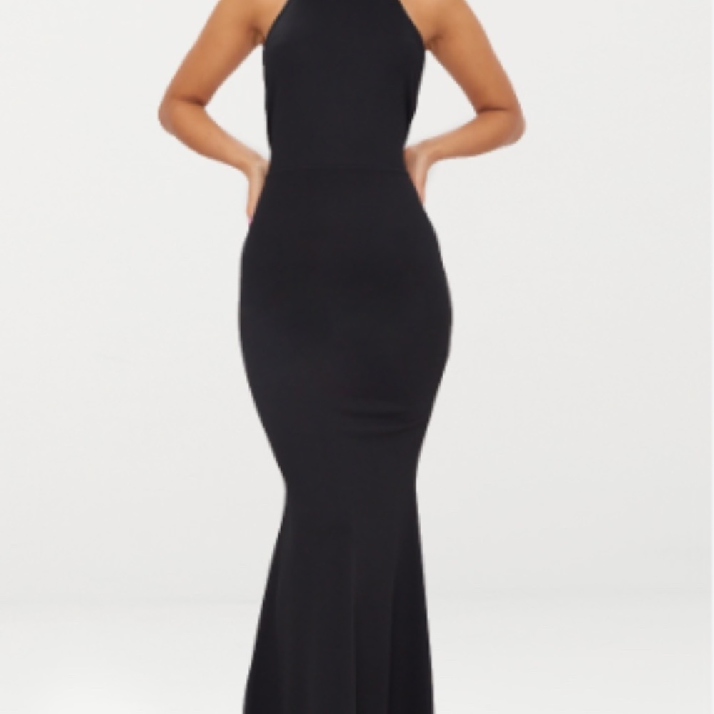 Black Cross Back High Neck Maxi Dress